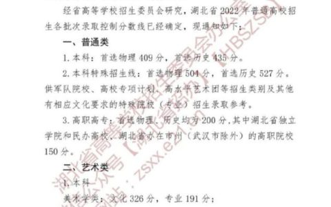 就在刚刚，2022年湖北省高考分数线正式公布（2022年湖北高考分数线预测）