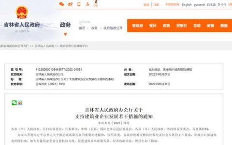 吉林省人民政府办公厅关于支持建筑业企业发展若干措施的通知（吉林省支持民营企业发展政策举措）