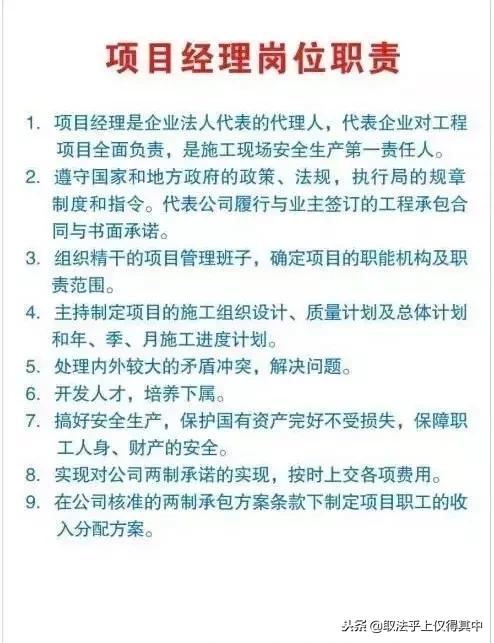 工程项目部全套岗位职责牌（工程项目部全套岗位职责牌子）