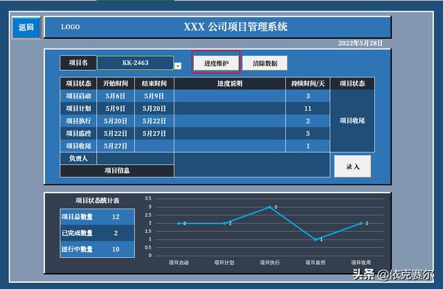 用EXCEL制作的项目管理系统-可自动生成甘特图（excel项目管理甘特图制作教程）