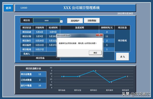 用EXCEL制作的项目管理系统-可自动生成甘特图（excel项目管理甘特图制作教程）