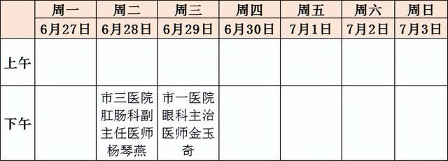 名医专家到“家门口”坐诊啦！排班表请收好（医院专家坐诊一览表）