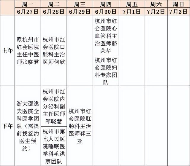 名医专家到“家门口”坐诊啦！排班表请收好（医院专家坐诊一览表）