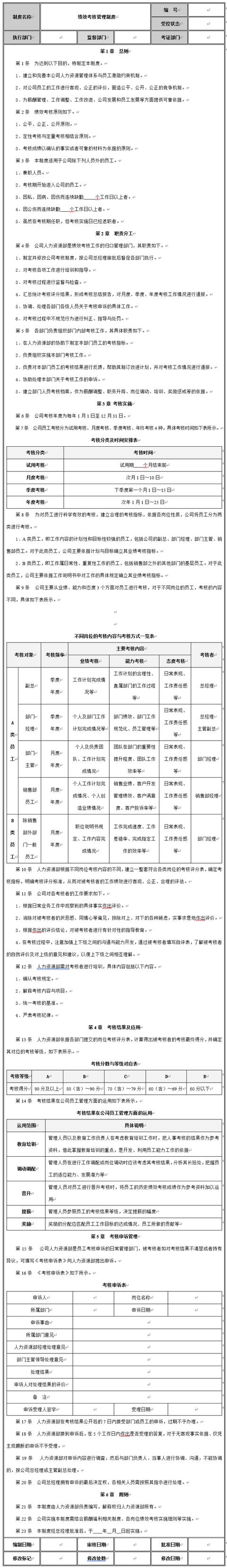 按流程考核，依制度执行—企业绩效考核管理流程与管理制度（体系管理制度执行与考核）