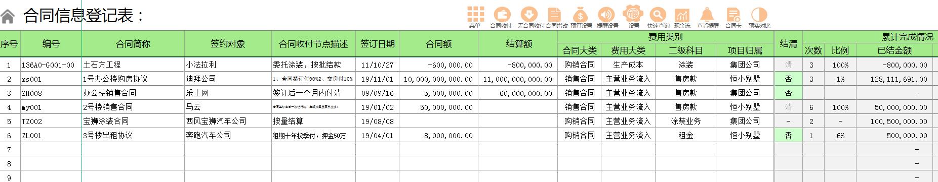 合同管理一团糟？用Excel编制了一份全自动管理系统，公式全覆盖